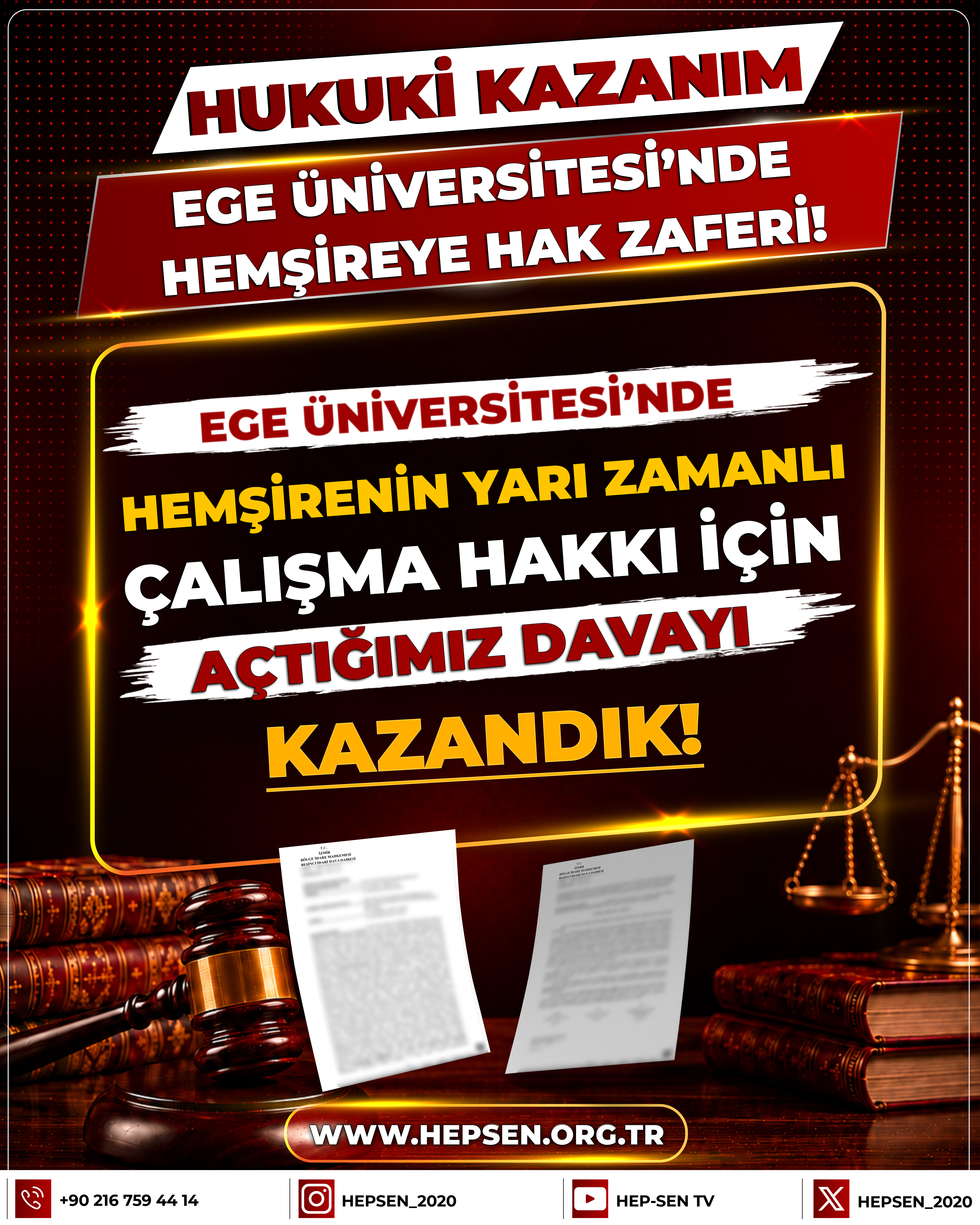 Ege Üniversitesi’nde Hemşirenin Yarı Zamanlı Çalışma Hakkı İçin Açtığımız Davayı  Kazandık